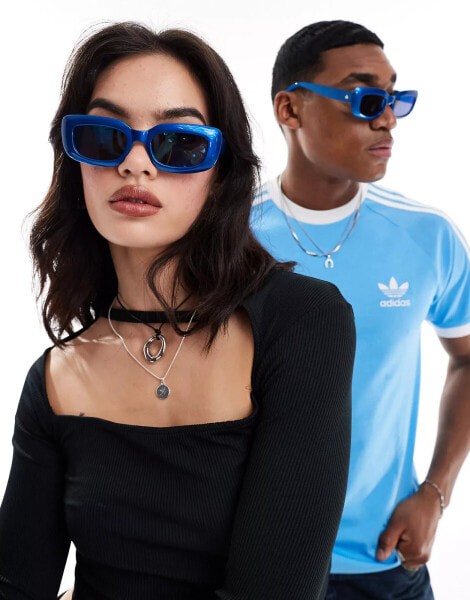 AIRE orbit rectangle sunglasses in blue mirror