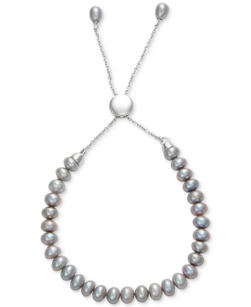 White Cultured Freshwater Pearl (6-1/2mm) Bolo Bracelet in Sterling Silver (Also in Gray or Pink Cultured Freshwater Pearl)