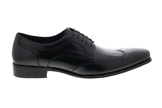 Carrucci KS099-813 Mens Black Leather Oxfords & Lace Ups Wingtip & Brogue Shoes