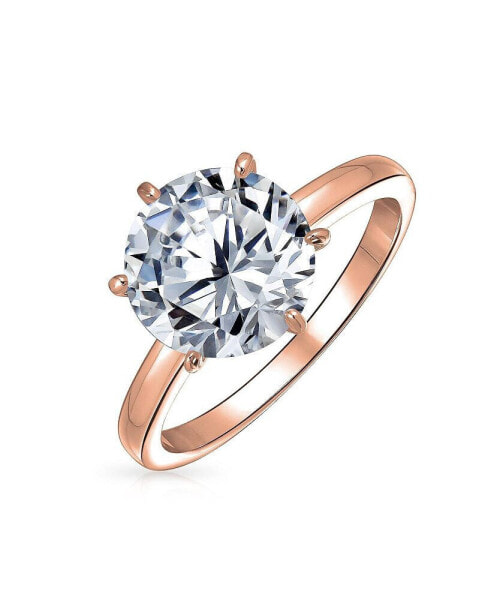 Classic Timeless Cubic Zirconia 3CT AAA CZ 6 Prong Setting Round Brilliant Cut Solitaire Engagement Ring For Women Thin Band .925 Sterling Silver