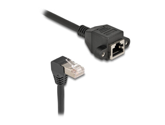 Delock 80314 - Patchkabelverlängerung Cat.6a S/FTP 90° gewinkelt 5 m - Extension Cable - Network