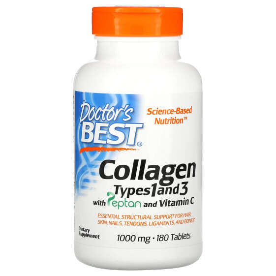 Collagen Types 1 and 3 with Peptan and Vitamin C, 180 Tablets