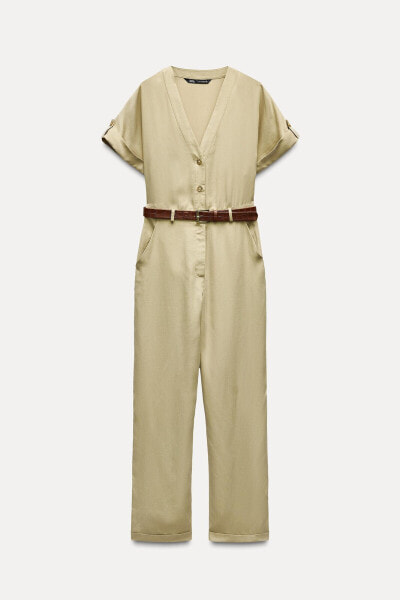 STRAIGHT FIT JUMPSUIT WITH BELT