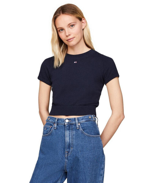 Women's Cropped Short-Sleeve Sweater