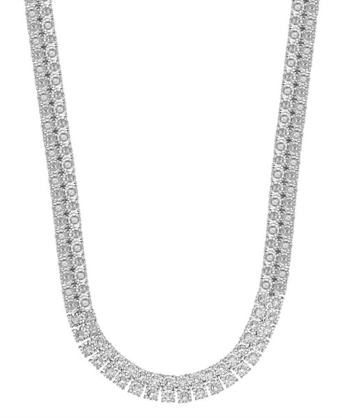 Macy's men's Diamond 20" Double Row Necklace (1 ct. t.w.) in Sterling Silver