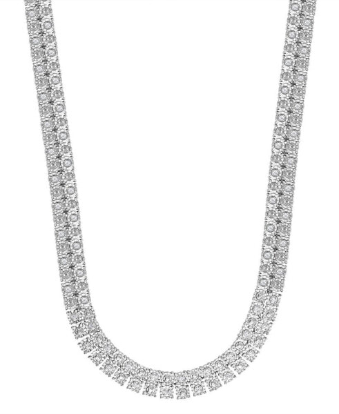 Diamond 20" Double Row Necklace (1 ct. t.w.) in Sterling Silver