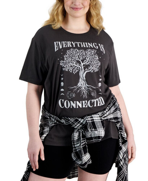 Trendy Plus Size Everything Is Connected Tree Tee