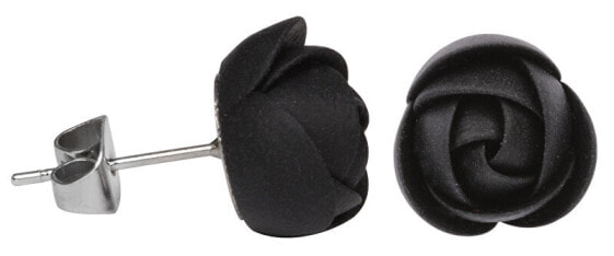 Black flower earrings puzetky