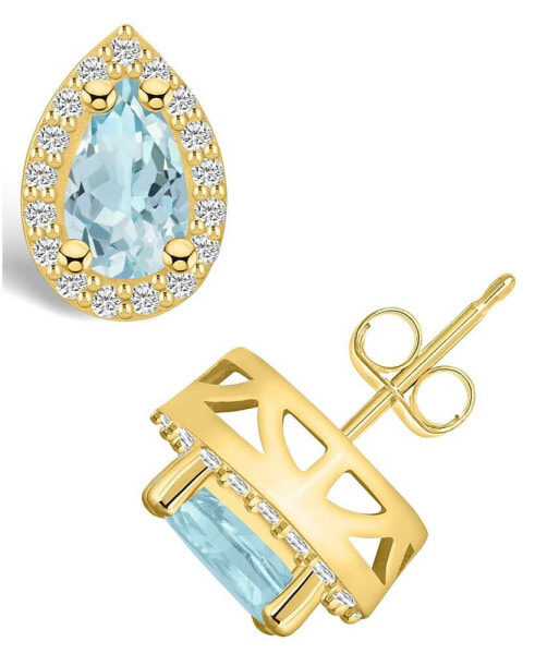 Серьги Macy's Aquamarine Diamond Halo