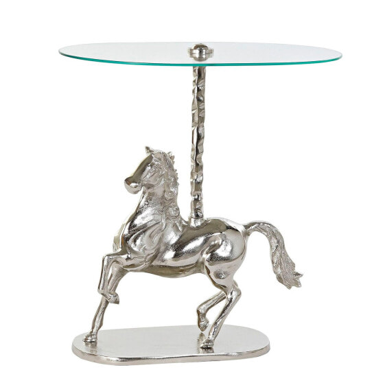Side table DKD Home Decor Transparent Aluminium Crystal Silver Horse (54 x 39 x 57 cm)