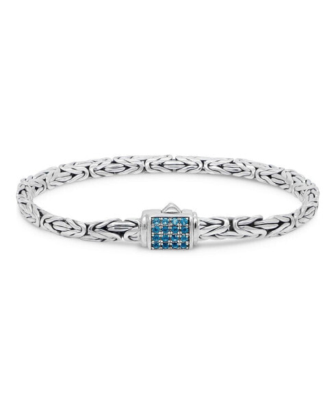 Swiss Blue Topaz & Borobudur Oval 5mm Chain Bracelet in Sterling Silver