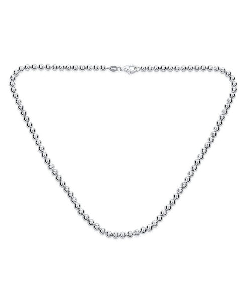 Bling Jewelry traditional Dainty .925 Sterling Silver Petite 4,MM Round Bead Station Ball Necklace For Women Teens Shinny Polished 18 Inch