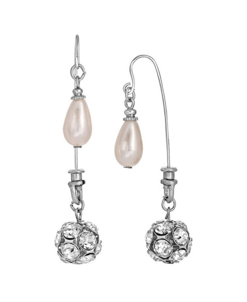 Imitation Pearl Crystal Front Back Drop Earrings