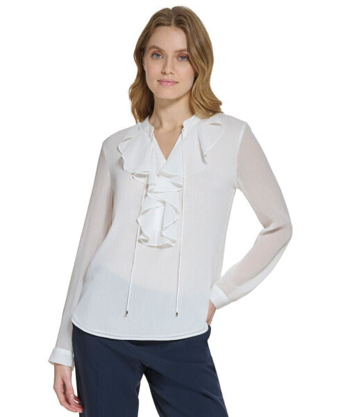 Women’s Ruffled Tie-Neck Blouse