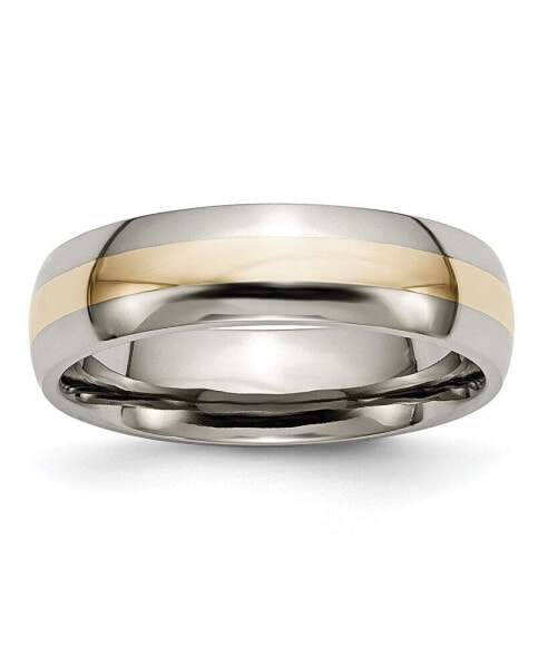 Titanium Polished with 14k Gold Inlay Wedding Band Ring