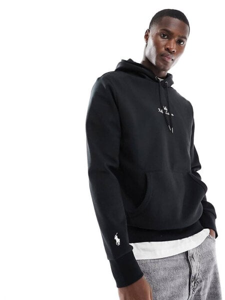 Polo Ralph Lauren central logo double knit hoodie in black