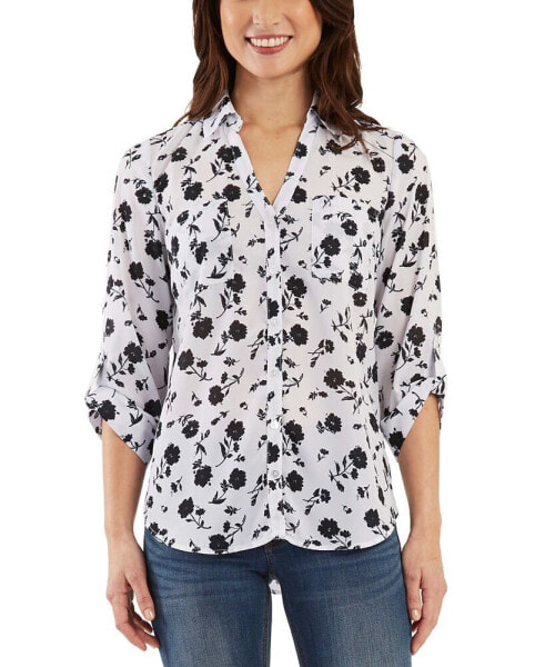 Juniors' Floral-Print Shirt