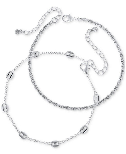 2-Pc. Set Mariner Link & Twist Chain Anklet, Created for Macy's