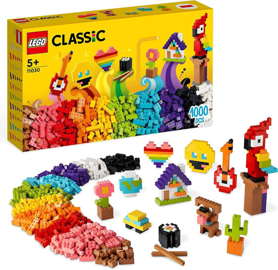 LEGO Classic Large Creative Construction Toy Set, Build a Smiley Emoji, Parrot, Flowers & More, Creative Building Blocks for Children, Boys, Girls from 5 Years 11030