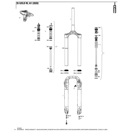 ROCKSHOX OneLoc Remote Upgrade Kit Right Above/Left Below 35 Gold A1 Plus Set