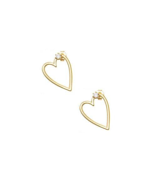 Gold Plated Outline Heart Studs