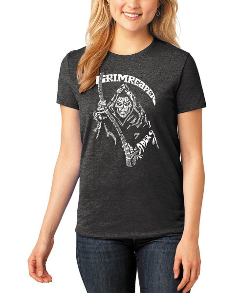Women's Premium Blend Grim Reaper Word Art T-shirt
