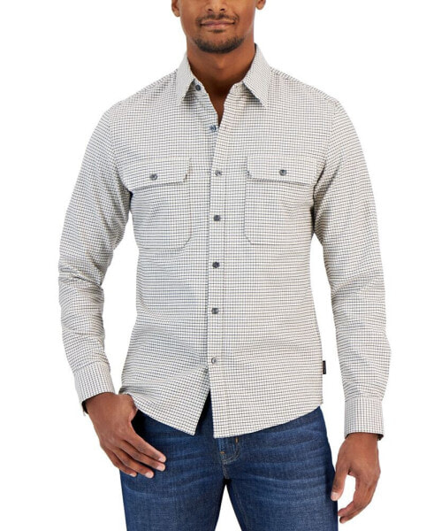 Men's Tattersall Button-Front Long Sleeve Shirt