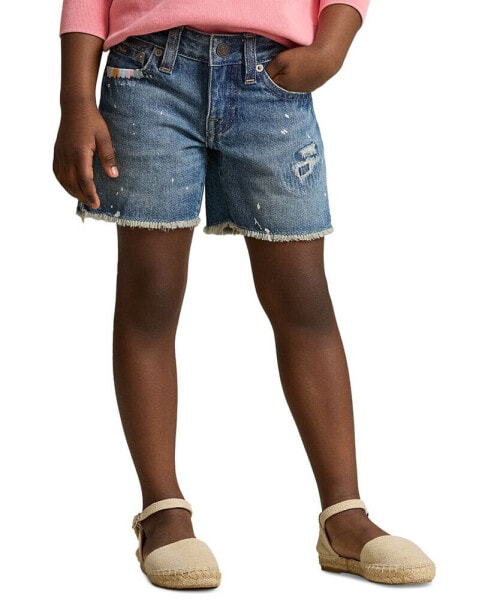 Toddler and Little Girls Paint-Splatter-Print Cotton Denim Shorts