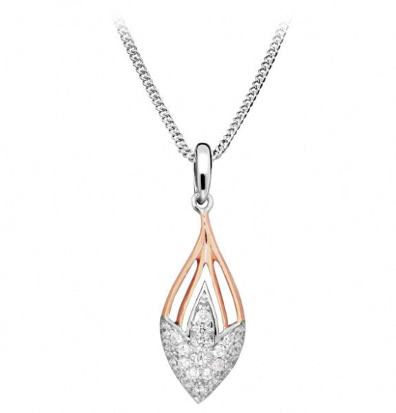 Elegant bicolor necklace with zircons SC360