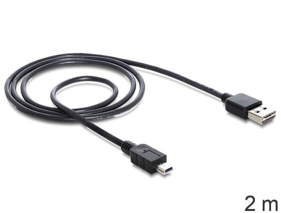 Delock 85554 - 2 m - USB A - Mini-USB B - USB 2.0 - 480 Mbit/s - Black