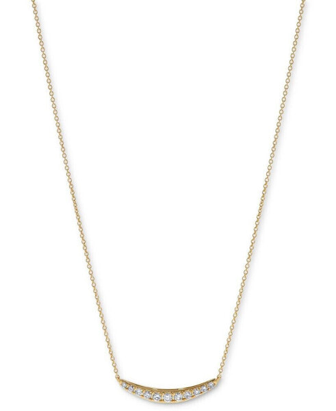 Diamond Curved Bar Statement Necklace (3/8 ct. t.w.) in 14k Gold or 14k white Gold 16" + 2" extender