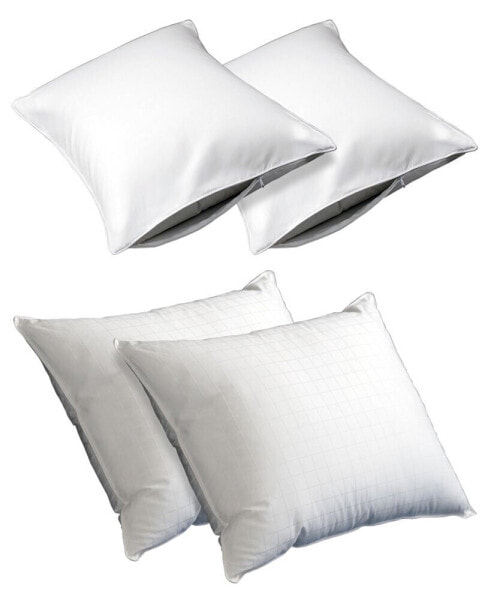 Medium 4 Piece Pillow and Cooling Pillow Protector Bundle, King