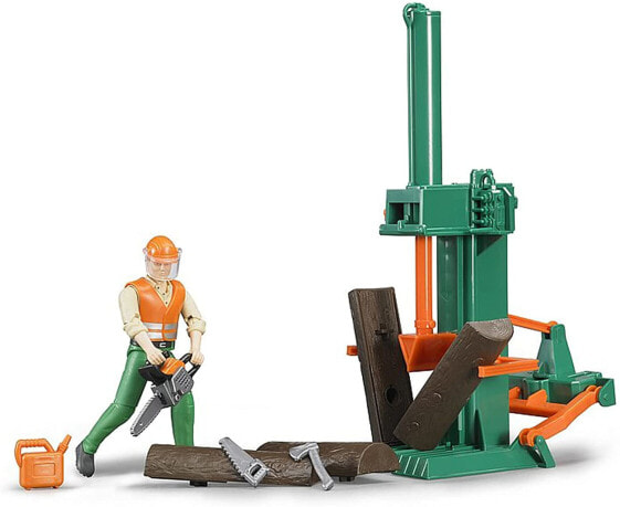 bruder 62650 - Bworld Forestry Set - 1:16 Toy Figure Wood Splitting Machine Wood Splitter Forest Worker Forester Farm Agriculture