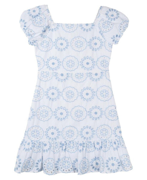 Big Girls 2-Tone Eyelet Dress