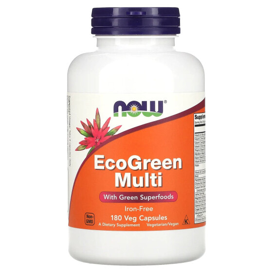 Витамины NOW EcoGreen Multi, без железа, 180 капсул