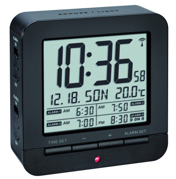 TFA 60.2536.01 - Digital alarm clock - Black - Plastic - -10 - 50 °C - F,°C - LED