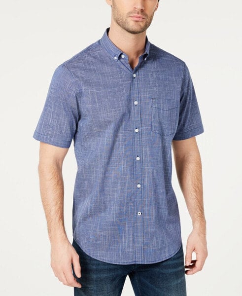 Men's Texture Check Stretch Cotton Shirt, Created for Macy's