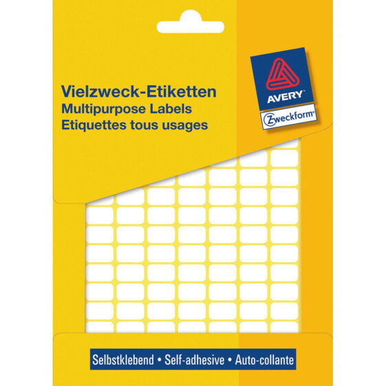 Avery Zweckform Avery Manual Labels - White - 13 x 8 mm - White - Rounded rectangle - 13 x 8 mm - Paper - 3712 pc(s) - 128 pc(s)