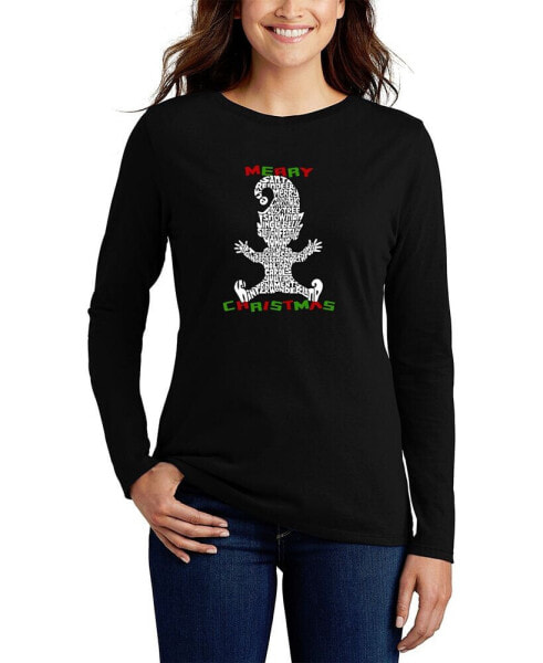 Women's Christmas Elf Word Art Long Sleeve T-shirt