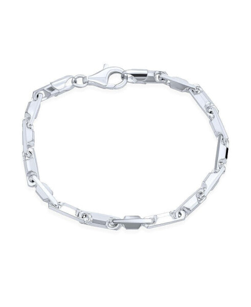 Mens 4.5MM Solid Heavy Sterling Silver 6 Sided Bar Forzata Chain Link Bracelet 8 Inch