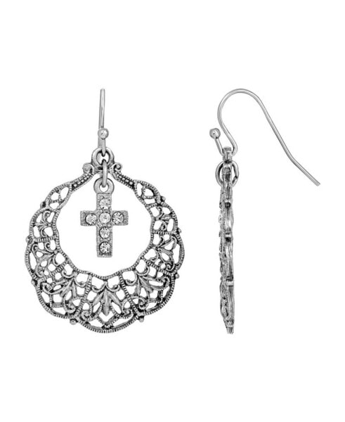 Серьги Symbols of Faith Hoop Crystal Cross