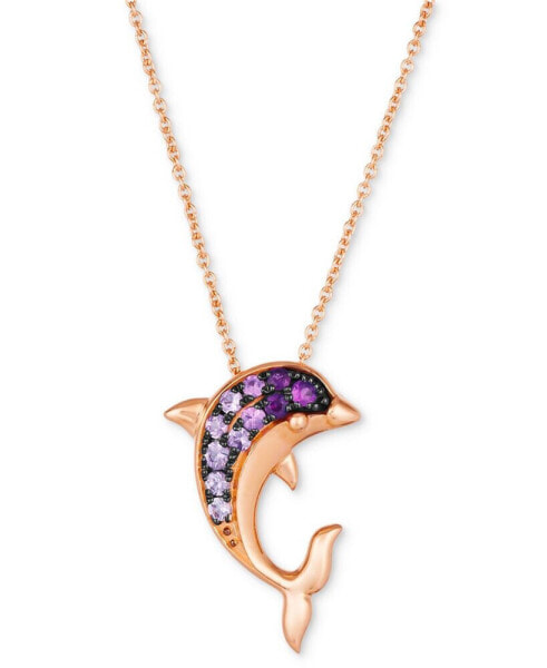 Le Vian strawberry Ombré Sapphire Dolphin Pendant Necklace (1/4 ct. t.w.) in 14k Rose Gold, 18" + 2" extender