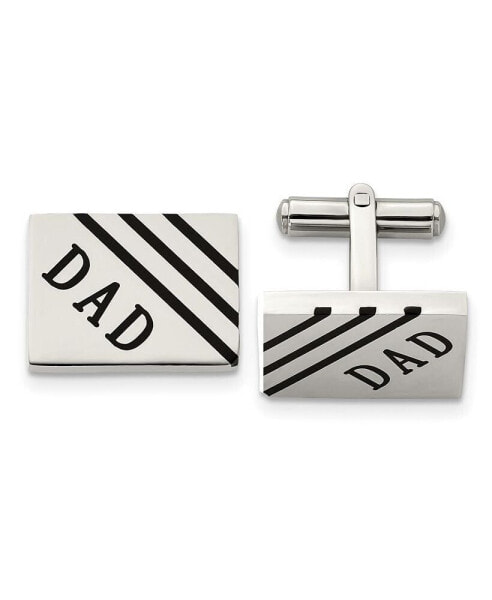 Запонки Chisel Stainless Steel Polished Enameled Dad Rectangle Cufflinks.