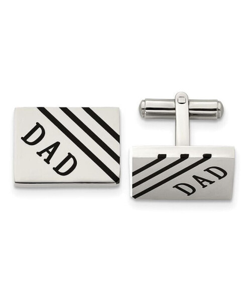 Stainless Steel Polished Enameled Dad Rectangle Cufflinks