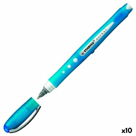 Ручка с жидкими чернилами Stabilo Roller Worker Синий 0,5 mm (10 штук)