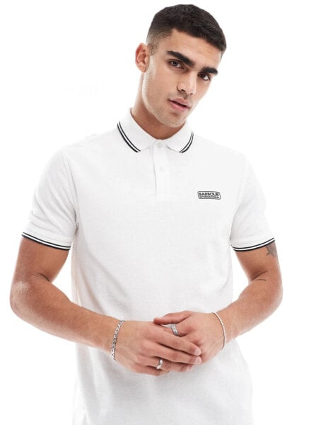 Barbour International evan tipped polo shirt in white