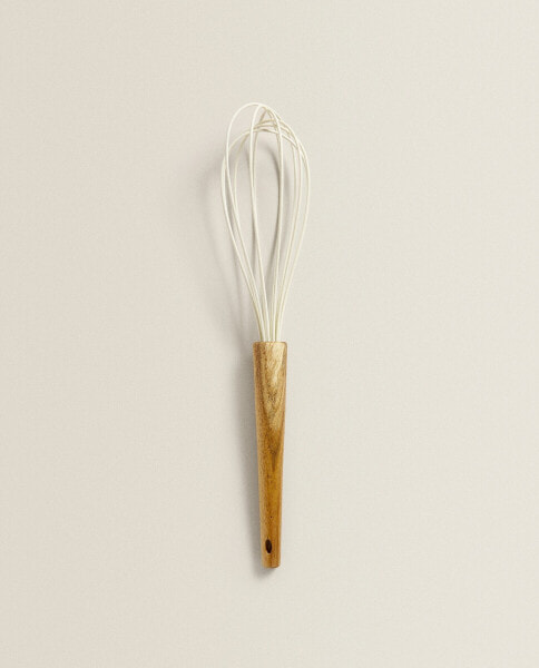 Silicone and wood whisk