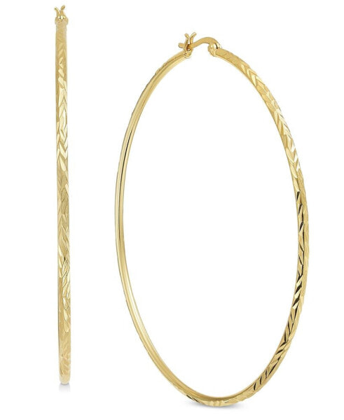 Extra Large Gold Plated Textured Large Hoop Earrings