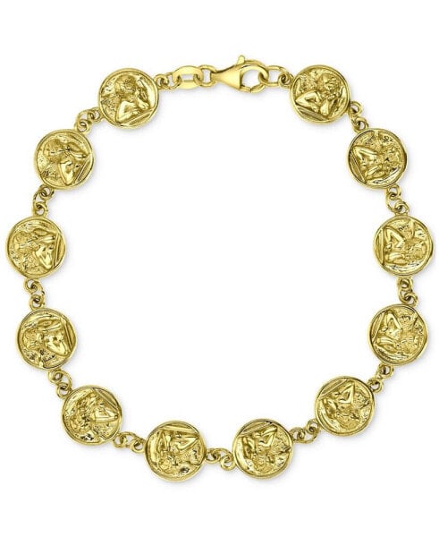 Angel Medallion Link Bracelet in 14k Gold-Plated Sterling Silver