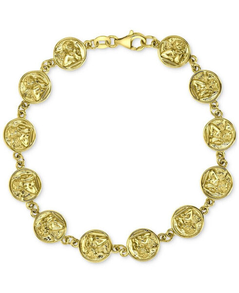 Angel Medallion Link Bracelet in 14k Gold-Plated Sterling Silver